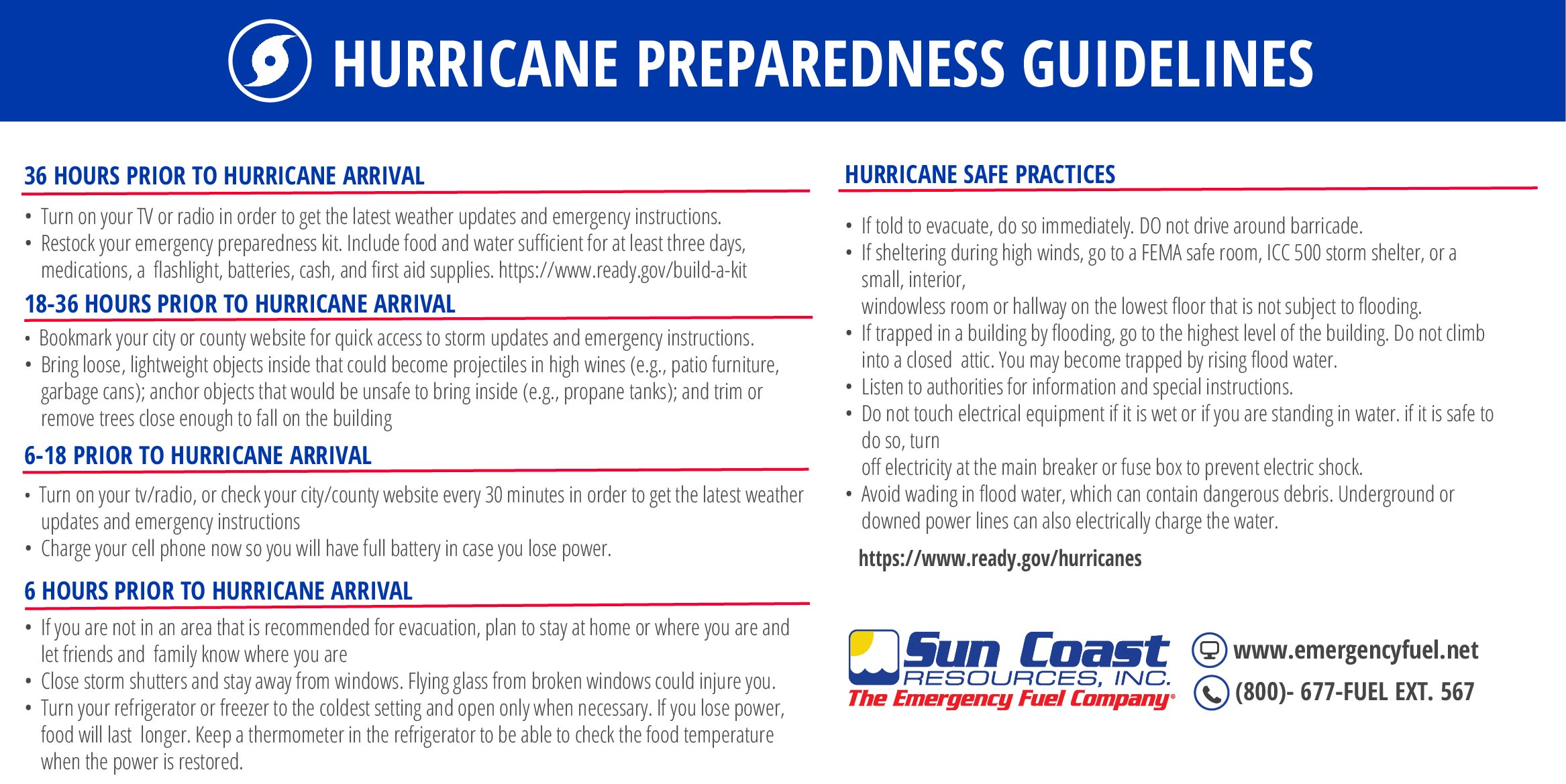 Hurricane preparedness guidelines